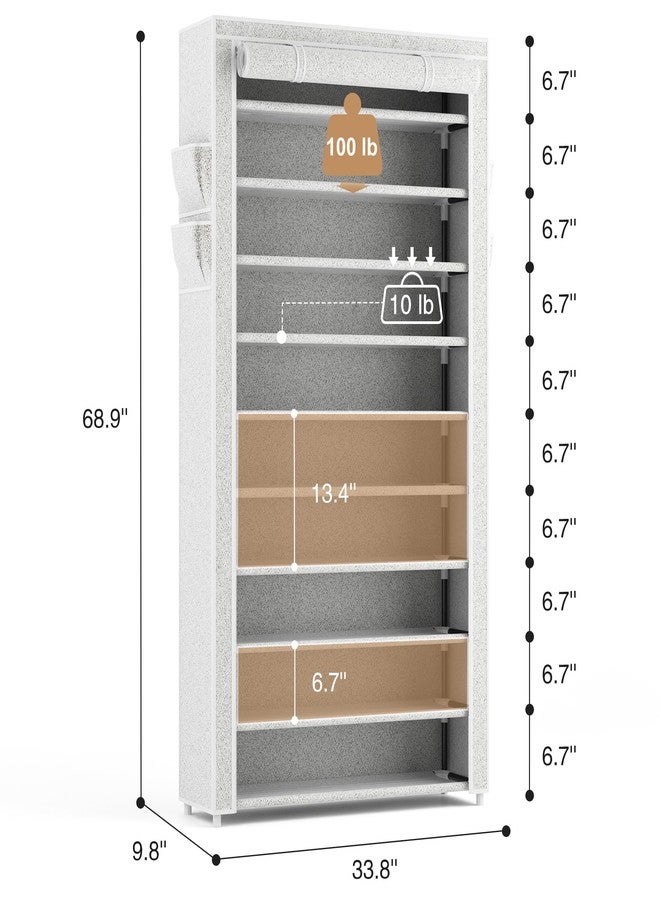 ROJASOP 10 Tier Shoe Rack with Covers Large Capacity Stackable Tall Shoe Shelf Storage for 50-55 Pairs Shoe and Boot, Sturdy Free Standing Shoe Rack Organizer for Closet, Entryway, Bedroom - Image 3